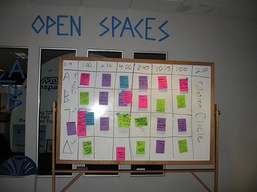 Open Spaces signup board