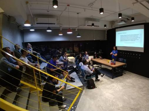 Sadukie presenting The C# Dev's Intro to Python at the Microsoft Developers HK Meetup